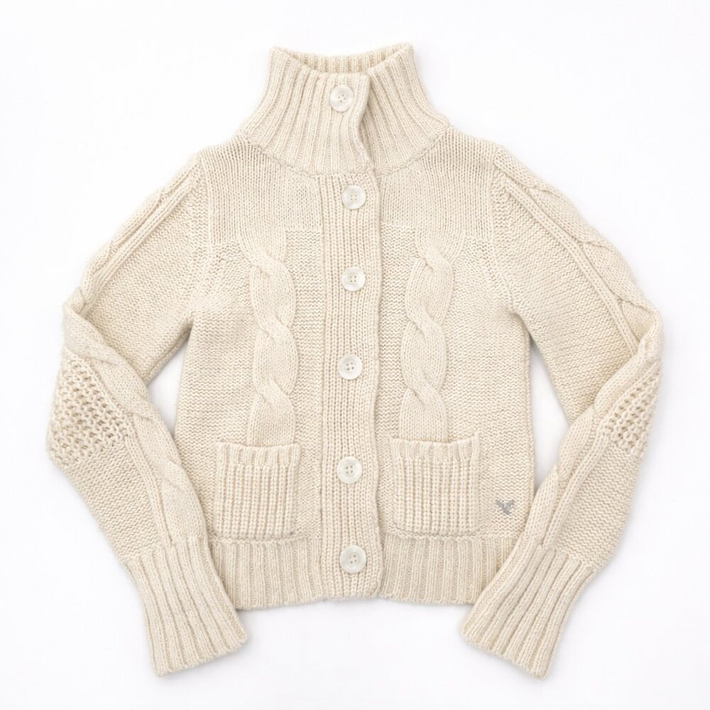 Vintage Y2K American Eagle Cable Knit Cardigan Sweater Size Large 2000s Winter